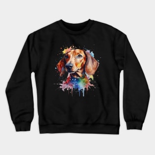 Bright Daschund Watercolor Painting Crewneck Sweatshirt